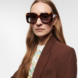 Celine 3 DOTS Women Sunglasses Havana Gradient Smoke Geometric CL40263I 53B